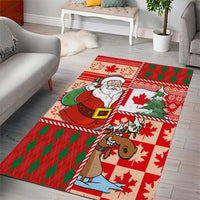 Canadian Christmas Area Rug A Merry Xmas Santa and Funny Moose - Wonder Print Shop
