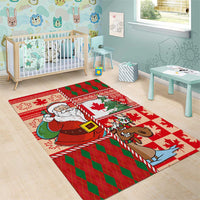 Canadian Christmas Area Rug A Merry Xmas Santa and Funny Moose - Wonder Print Shop