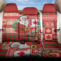 Canadian Christmas Back Car Seat Cover A Merry Xmas Santa and Funny Moose - Wonder Print Shop
