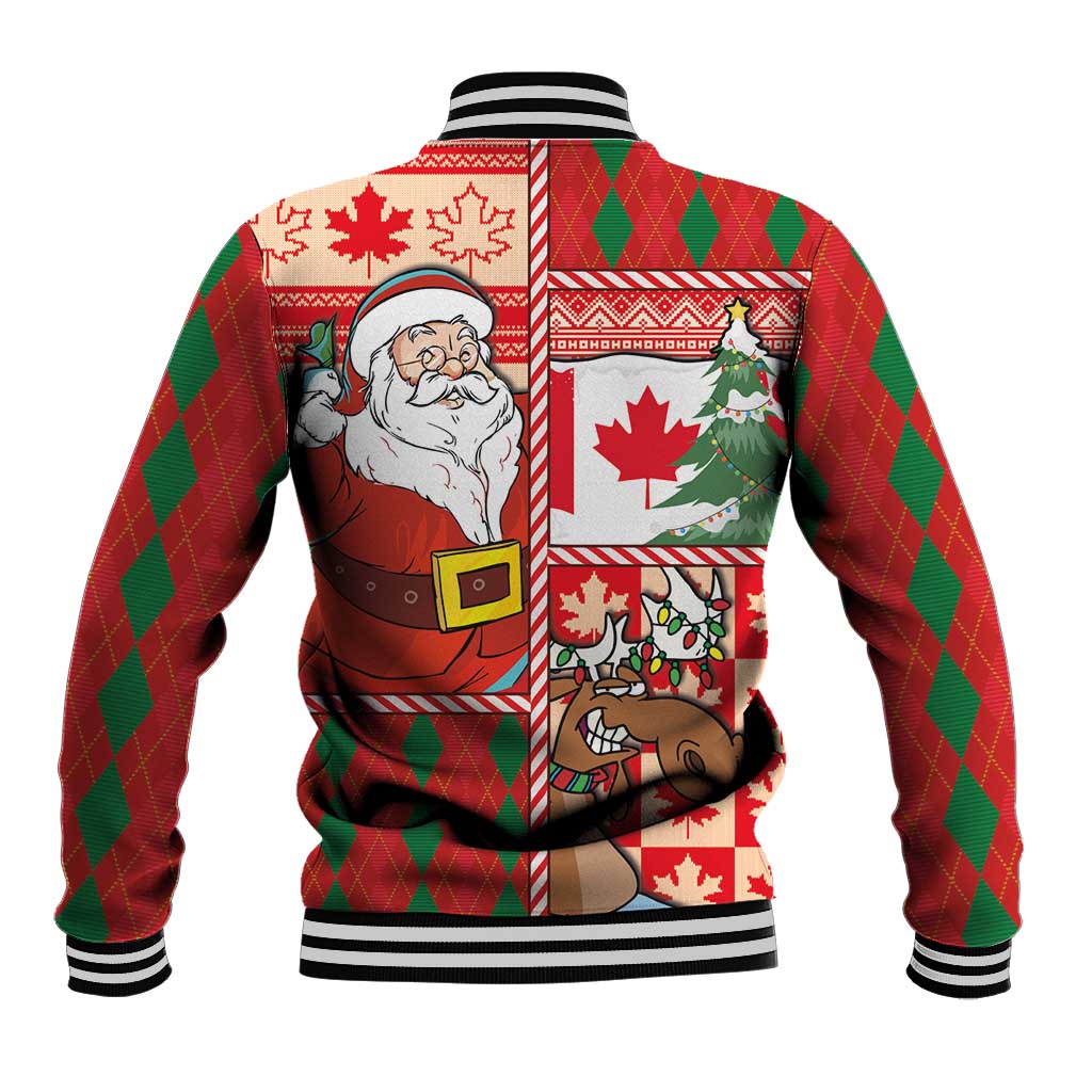 Canadian Christmas Baseball Jacket A Merry Xmas Santa and Funny Moose - Wonder Print Shop