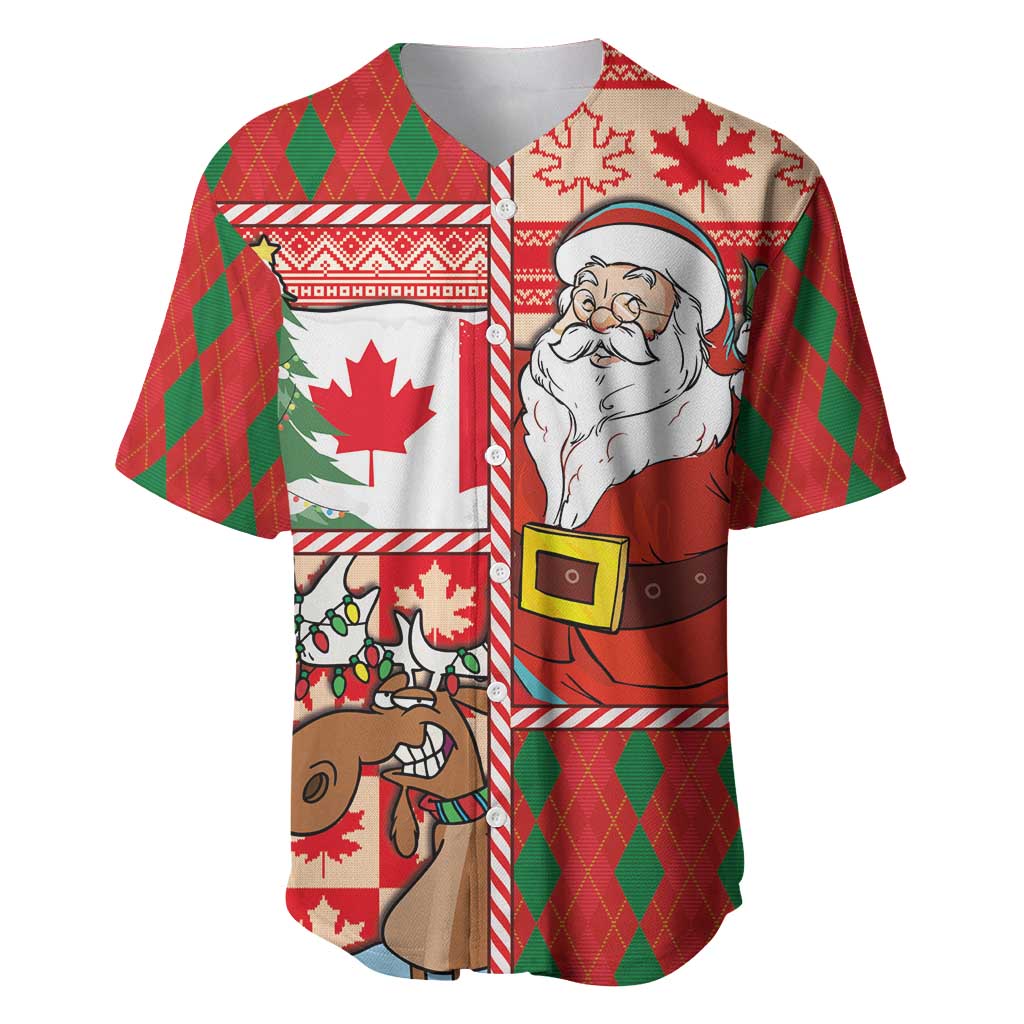 Canadian Christmas Baseball Jersey A Merry Xmas Santa and Funny Moose - Wonder Print Shop