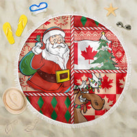 Canadian Christmas Beach Blanket A Merry Xmas Santa and Funny Moose - Wonder Print Shop