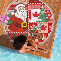 Canadian Christmas Beach Blanket A Merry Xmas Santa and Funny Moose - Wonder Print Shop