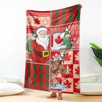 Canadian Christmas Blanket A Merry Xmas Santa and Funny Moose