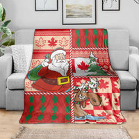 Canadian Christmas Blanket A Merry Xmas Santa and Funny Moose