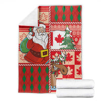 Canadian Christmas Blanket A Merry Xmas Santa and Funny Moose