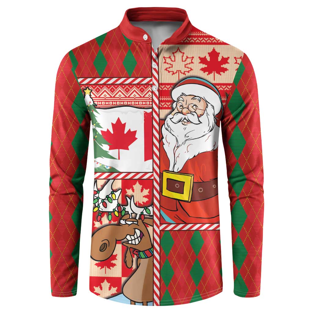 Canadian Christmas Button Sweatshirt A Merry Xmas Santa and Funny Moose - Wonder Print Shop