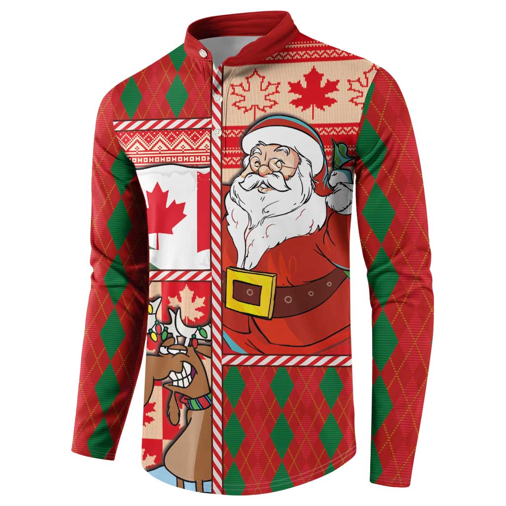 Canadian Christmas Button Sweatshirt A Merry Xmas Santa and Funny Moose - Wonder Print Shop