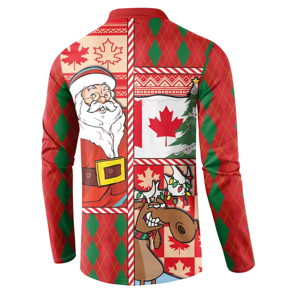 Canadian Christmas Button Sweatshirt A Merry Xmas Santa and Funny Moose - Wonder Print Shop