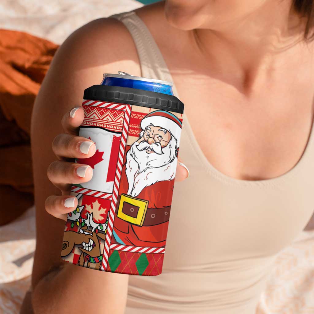 Canadian Christmas 4 in 1 Can Cooler Tumbler A Merry Xmas Santa and Funny Moose - Wonder Print Shop