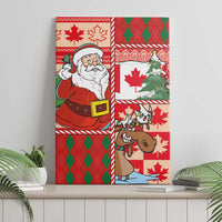 Canadian Christmas Canvas Wall Art A Merry Xmas Santa and Funny Moose - Wonder Print Shop