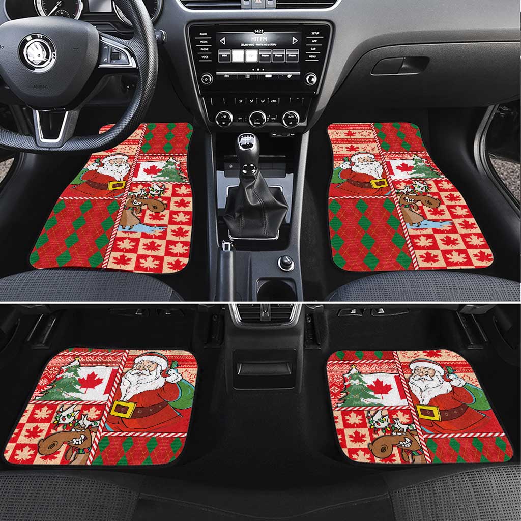 Canadian Christmas Car Mats A Merry Xmas Santa and Funny Moose - Wonder Print Shop
