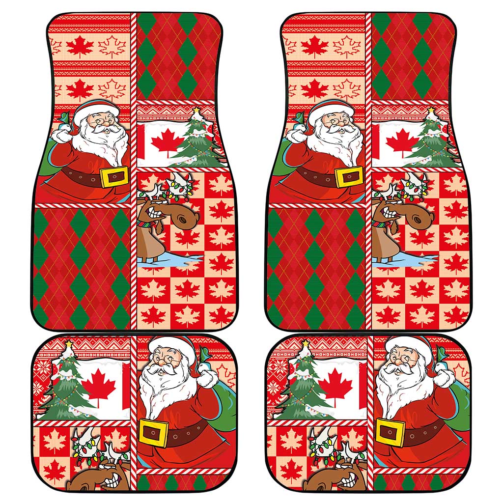 Canadian Christmas Car Mats A Merry Xmas Santa and Funny Moose - Wonder Print Shop
