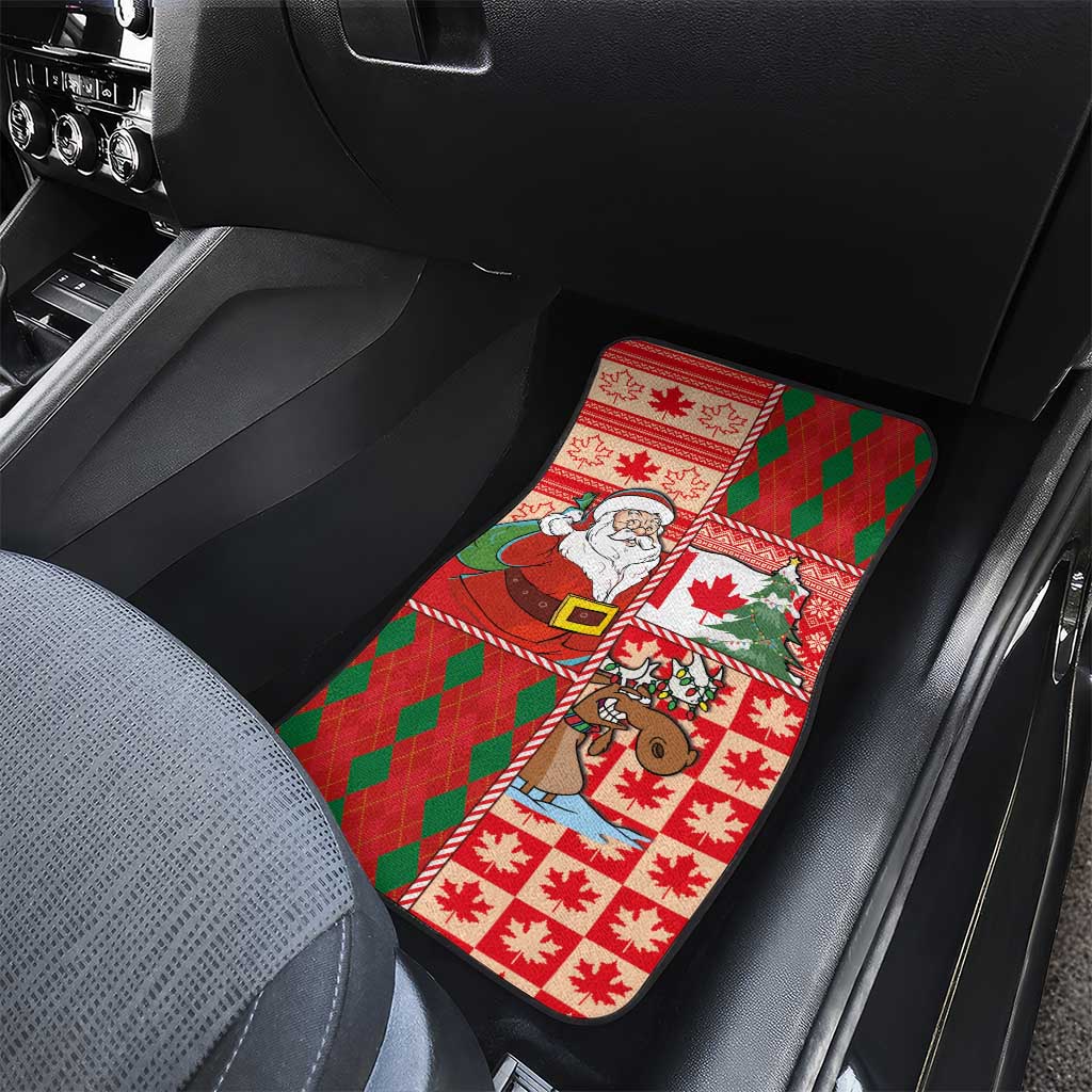 Canadian Christmas Car Mats A Merry Xmas Santa and Funny Moose - Wonder Print Shop