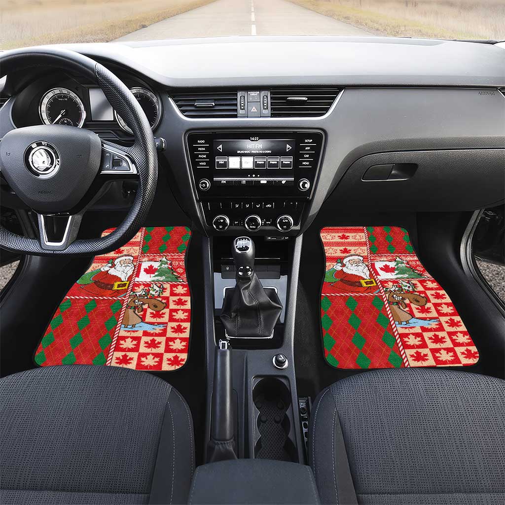 Canadian Christmas Car Mats A Merry Xmas Santa and Funny Moose - Wonder Print Shop