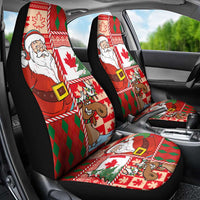 Canadian Christmas Car Seat Cover A Merry Xmas Santa and Funny Moose - Wonder Print Shop