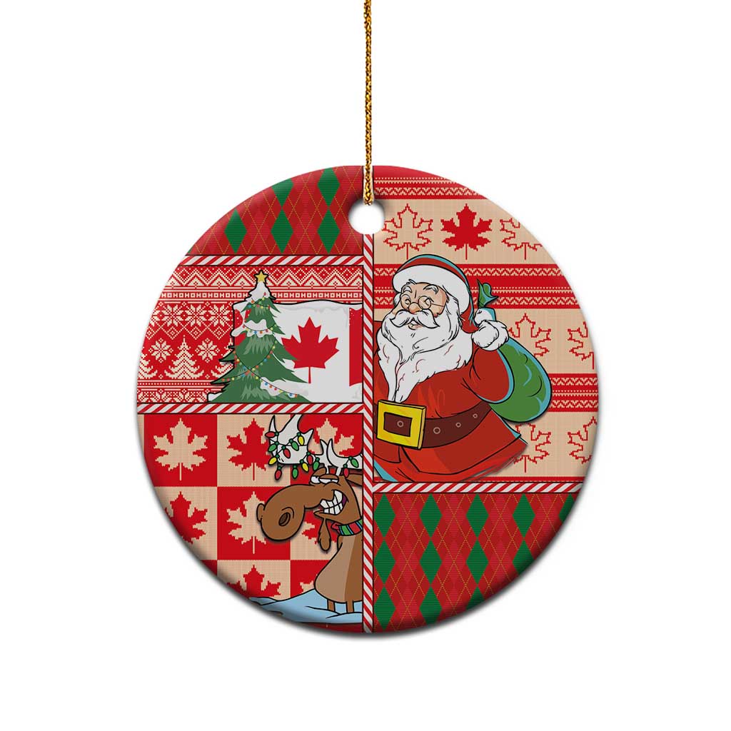 Canadian Christmas Ceramic Ornament A Merry Xmas Santa and Funny Moose - Wonder Print Shop