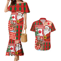Canadian Christmas Couples Matching Mermaid Dress and Hawaiian Shirt A Merry Xmas Santa and Funny Moose - Wonder Print Shop