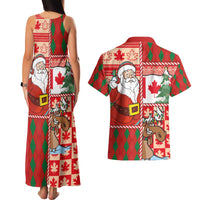 Canadian Christmas Couples Matching Tank Maxi Dress and Hawaiian Shirt A Merry Xmas Santa and Funny Moose - Wonder Print Shop