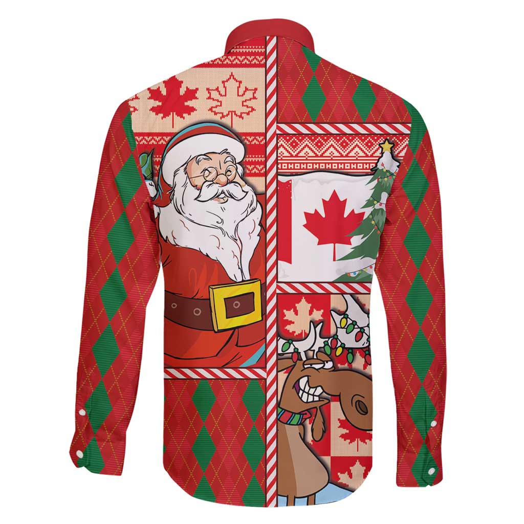 Canadian Christmas Family Matching Long Sleeve Bodycon Dress and Hawaiian Shirt A Merry Xmas Santa and Funny Moose - Wonder Print Shop