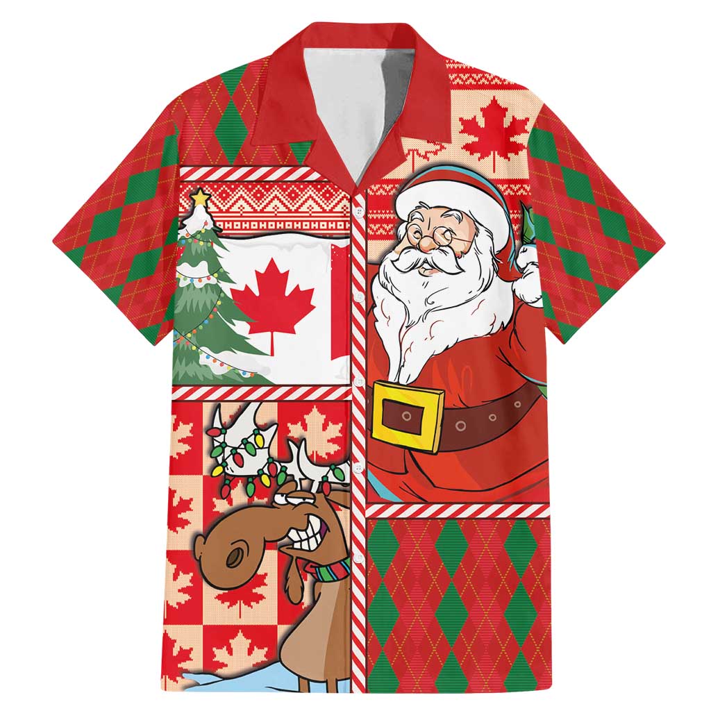 Canadian Christmas Family Matching Mermaid Dress and Hawaiian Shirt A Merry Xmas Santa and Funny Moose - Wonder Print Shop