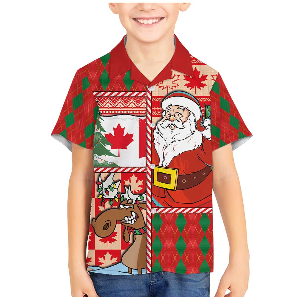 Canadian Christmas Family Matching Mermaid Dress and Hawaiian Shirt A Merry Xmas Santa and Funny Moose - Wonder Print Shop