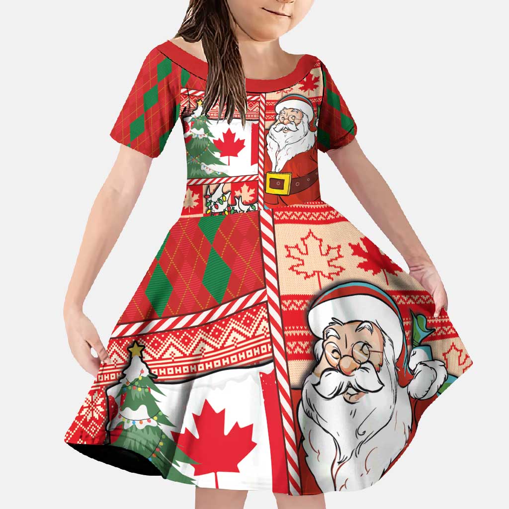 Canadian Christmas Family Matching Short Sleeve Bodycon Dress and Hawaiian Shirt A Merry Xmas Santa and Funny Moose - Wonder Print Shop