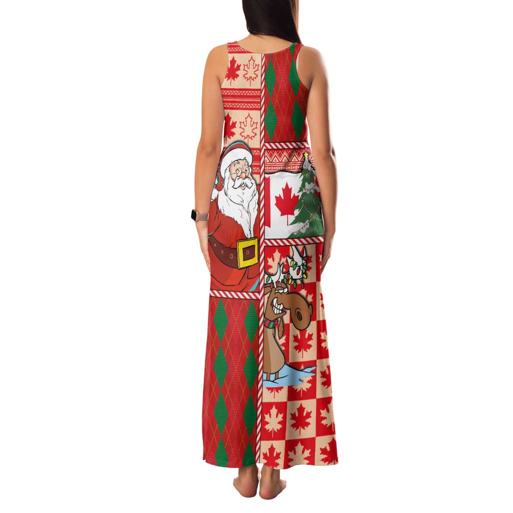 Canadian Christmas Family Matching Tank Maxi Dress and Hawaiian Shirt A Merry Xmas Santa and Funny Moose - Wonder Print Shop