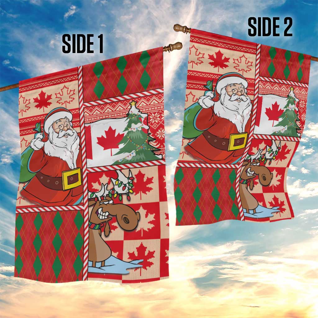 Canadian Christmas Garden Flag A Merry Xmas Santa and Funny Moose - Wonder Print Shop
