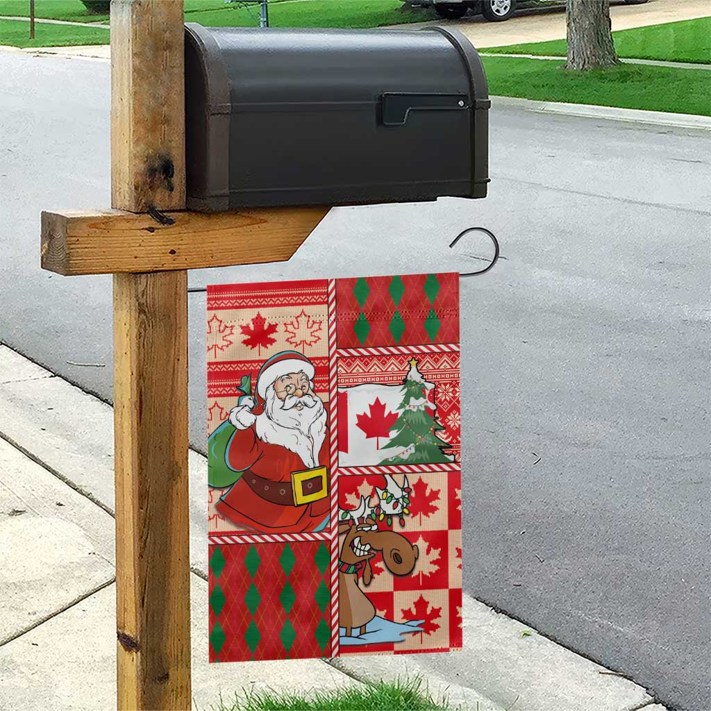 Canadian Christmas Garden Flag A Merry Xmas Santa and Funny Moose - Wonder Print Shop