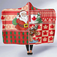 Canadian Christmas Hooded Blanket A Merry Xmas Santa and Funny Moose