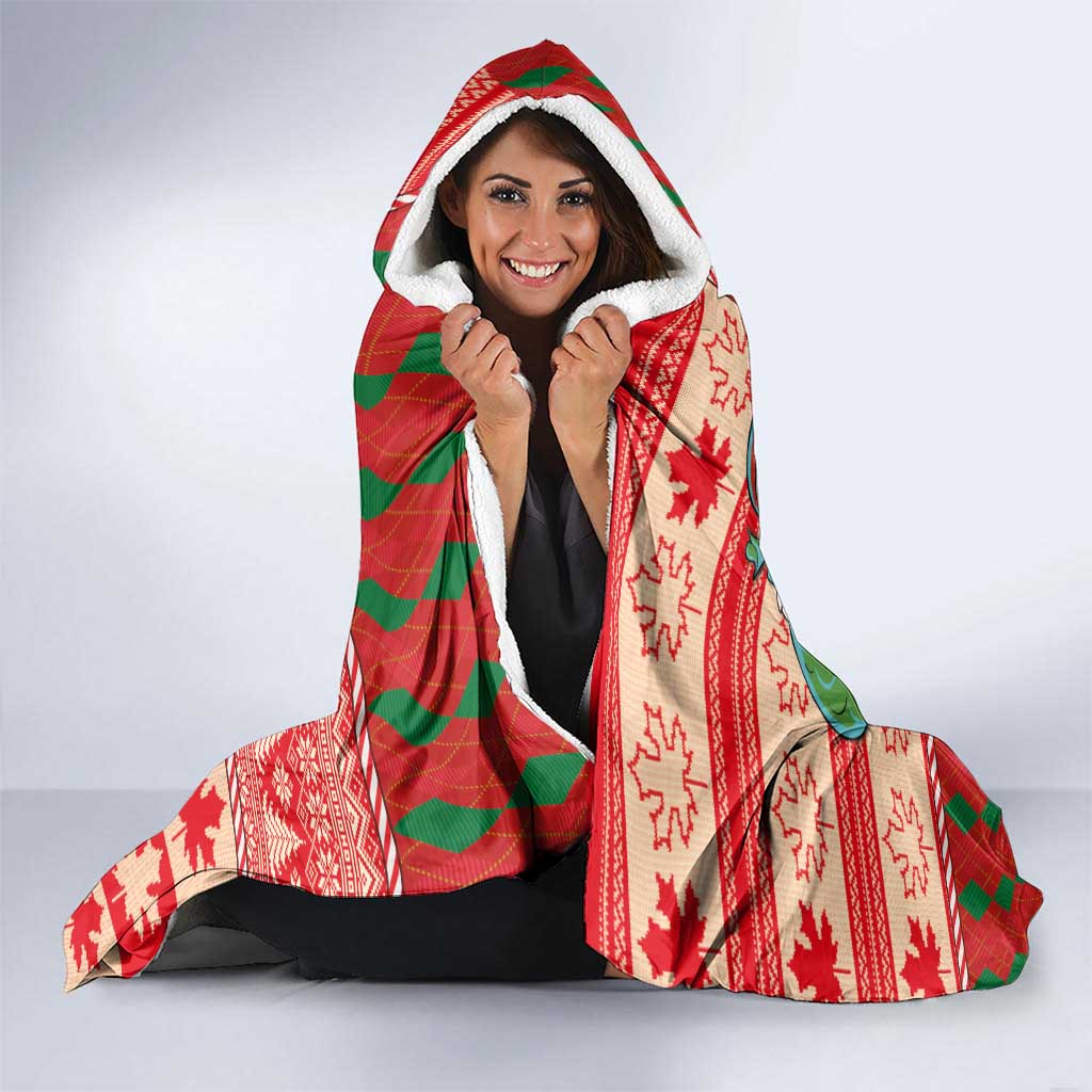 Canadian Christmas Hooded Blanket A Merry Xmas Santa and Funny Moose