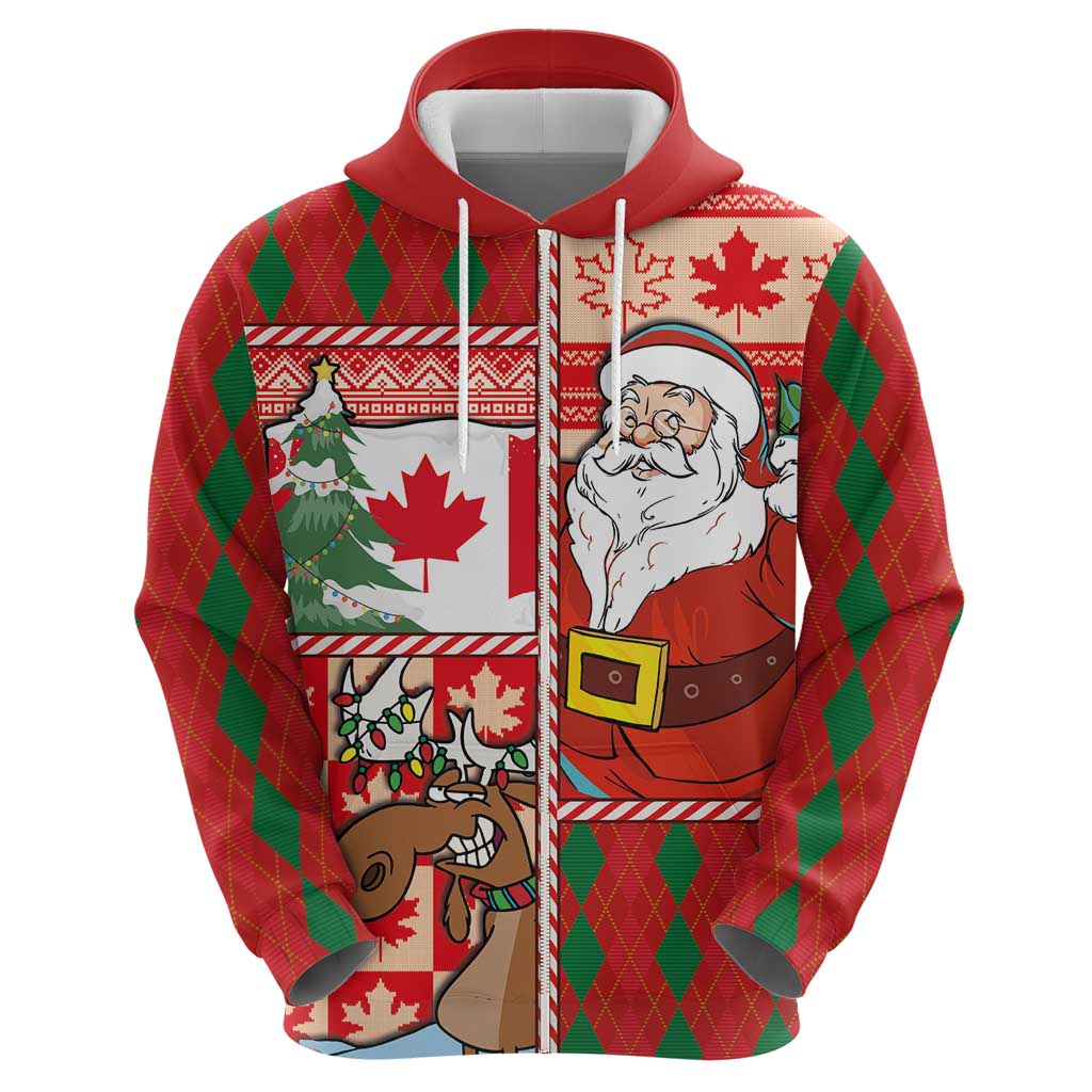 Canadian Christmas Hoodie A Merry Xmas Santa and Funny Moose - Wonder Print Shop