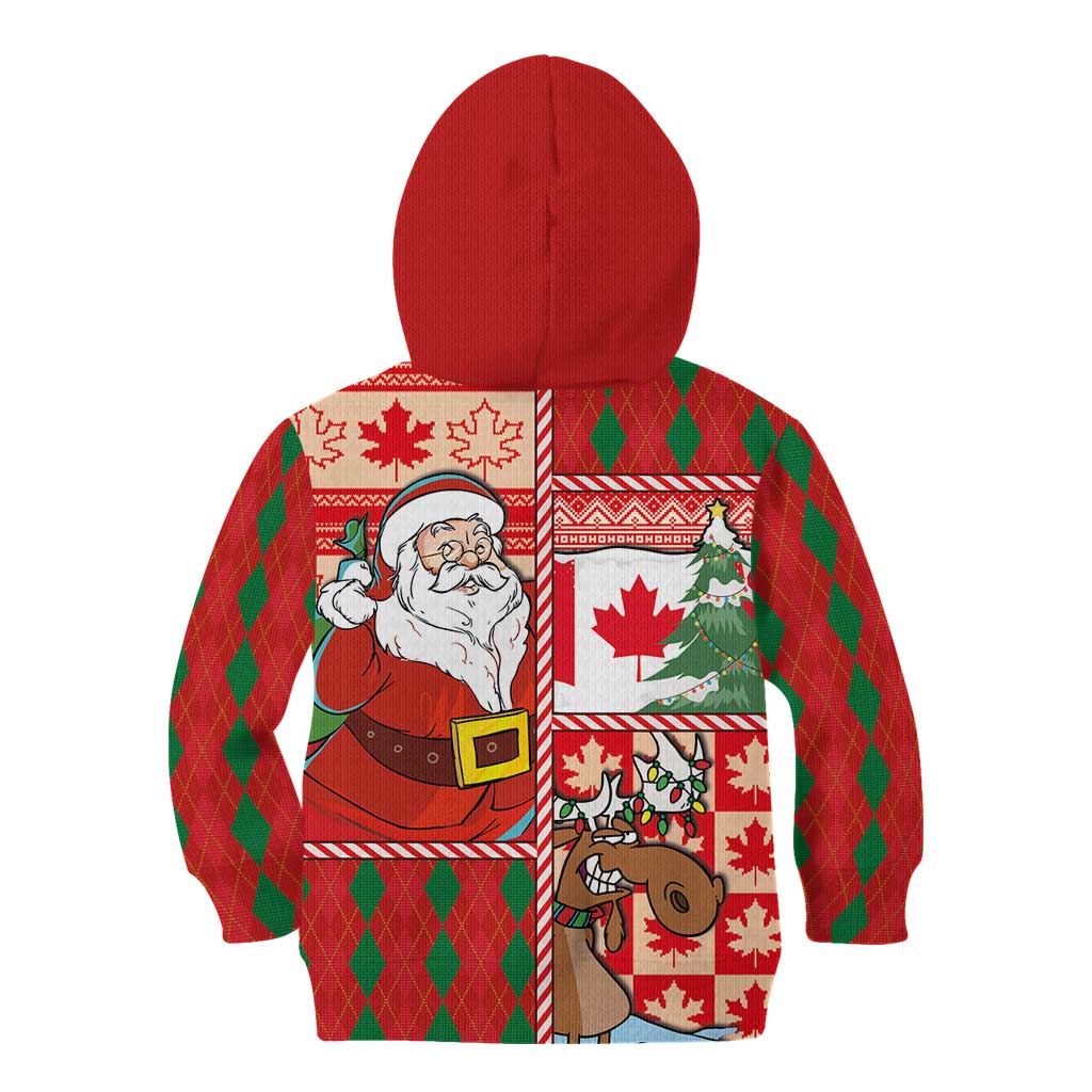 Canadian Christmas Kid Hoodie A Merry Xmas Santa and Funny Moose - Wonder Print Shop
