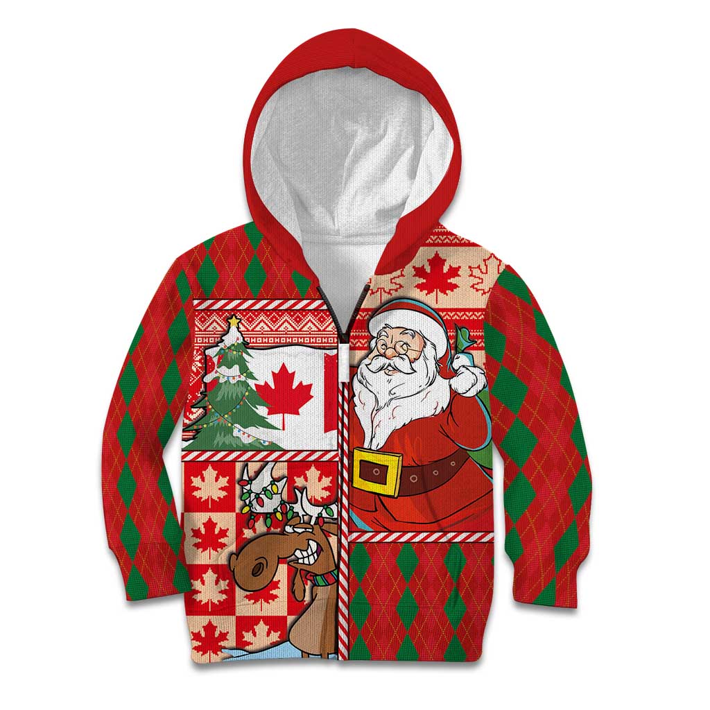 Canadian Christmas Kid Hoodie A Merry Xmas Santa and Funny Moose - Wonder Print Shop