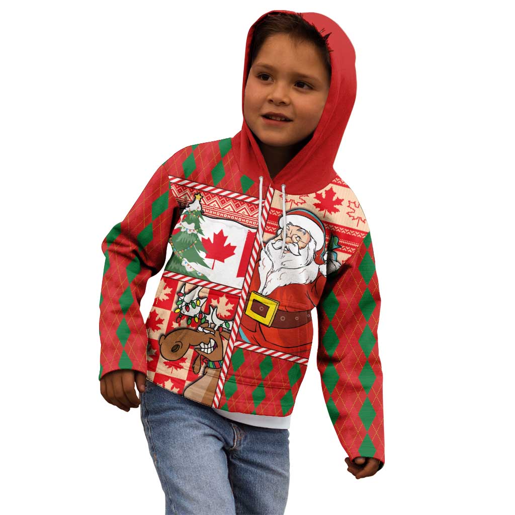 Canadian Christmas Kid Hoodie A Merry Xmas Santa and Funny Moose - Wonder Print Shop