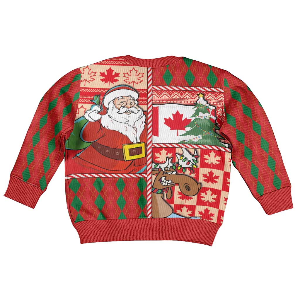 Canadian Christmas Kid Ugly Christmas Sweater A Merry Xmas Santa and Funny Moose - Wonder Print Shop
