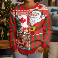 Canadian Christmas Kid Ugly Christmas Sweater A Merry Xmas Santa and Funny Moose - Wonder Print Shop