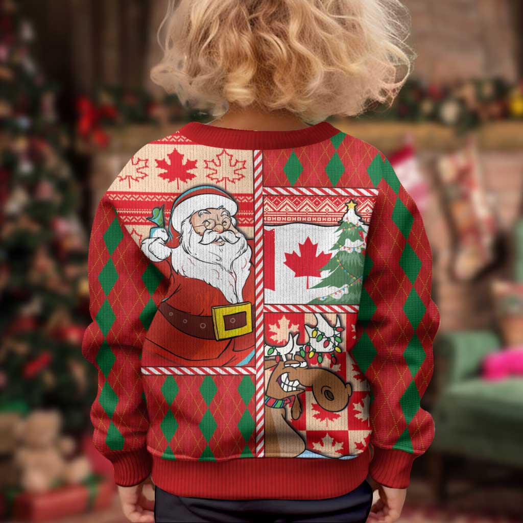 Canadian Christmas Kid Ugly Christmas Sweater A Merry Xmas Santa and Funny Moose - Wonder Print Shop