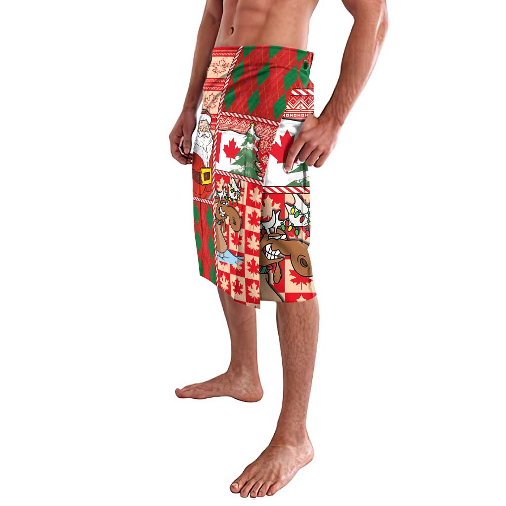 Canadian Christmas Lavalava A Merry Xmas Santa and Funny Moose - Wonder Print Shop