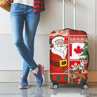 Canadian Christmas Luggage Cover A Merry Xmas Santa and Funny Moose - Wonder Print Shop