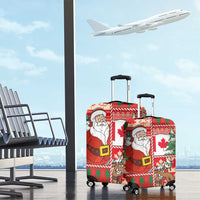 Canadian Christmas Luggage Cover A Merry Xmas Santa and Funny Moose - Wonder Print Shop