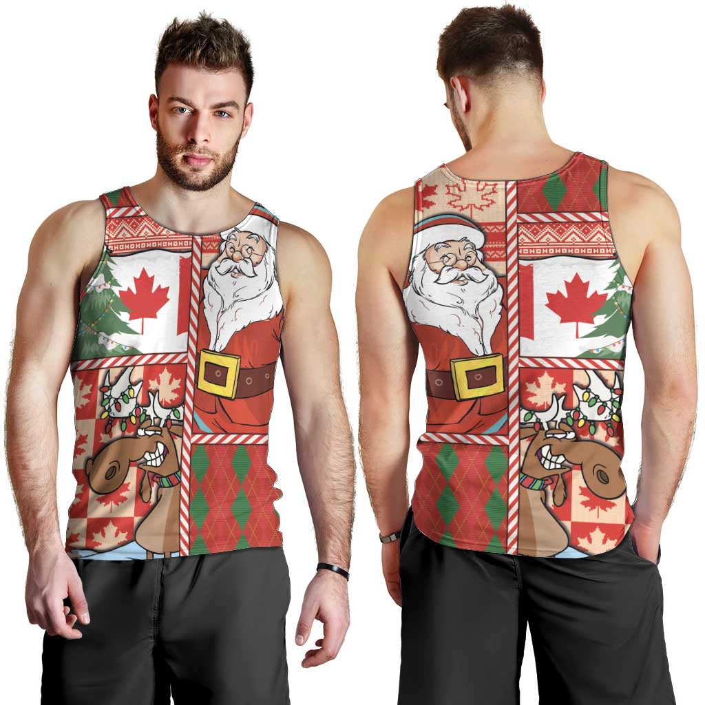 Canadian Christmas Men Tank Top A Merry Xmas Santa and Funny Moose - Wonder Print Shop