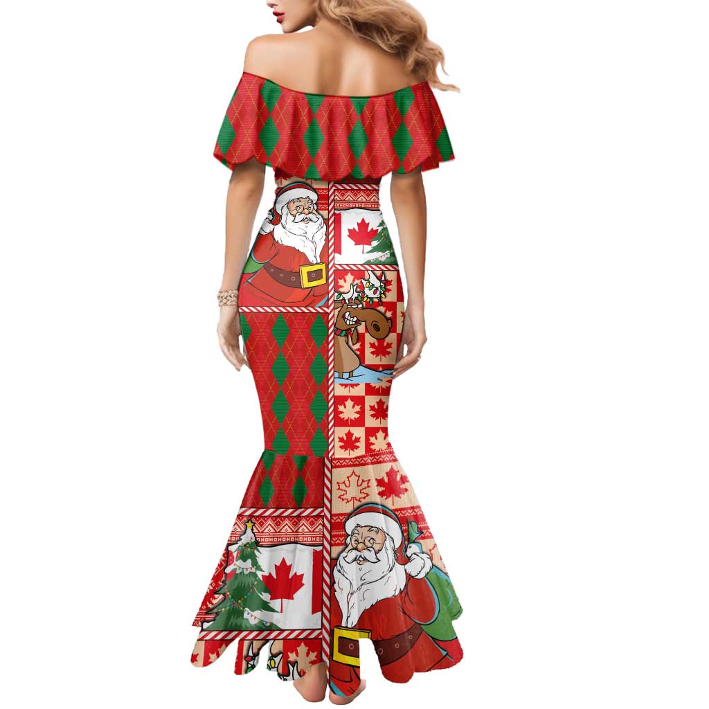 Canadian Christmas Mermaid Dress A Merry Xmas Santa and Funny Moose - Wonder Print Shop