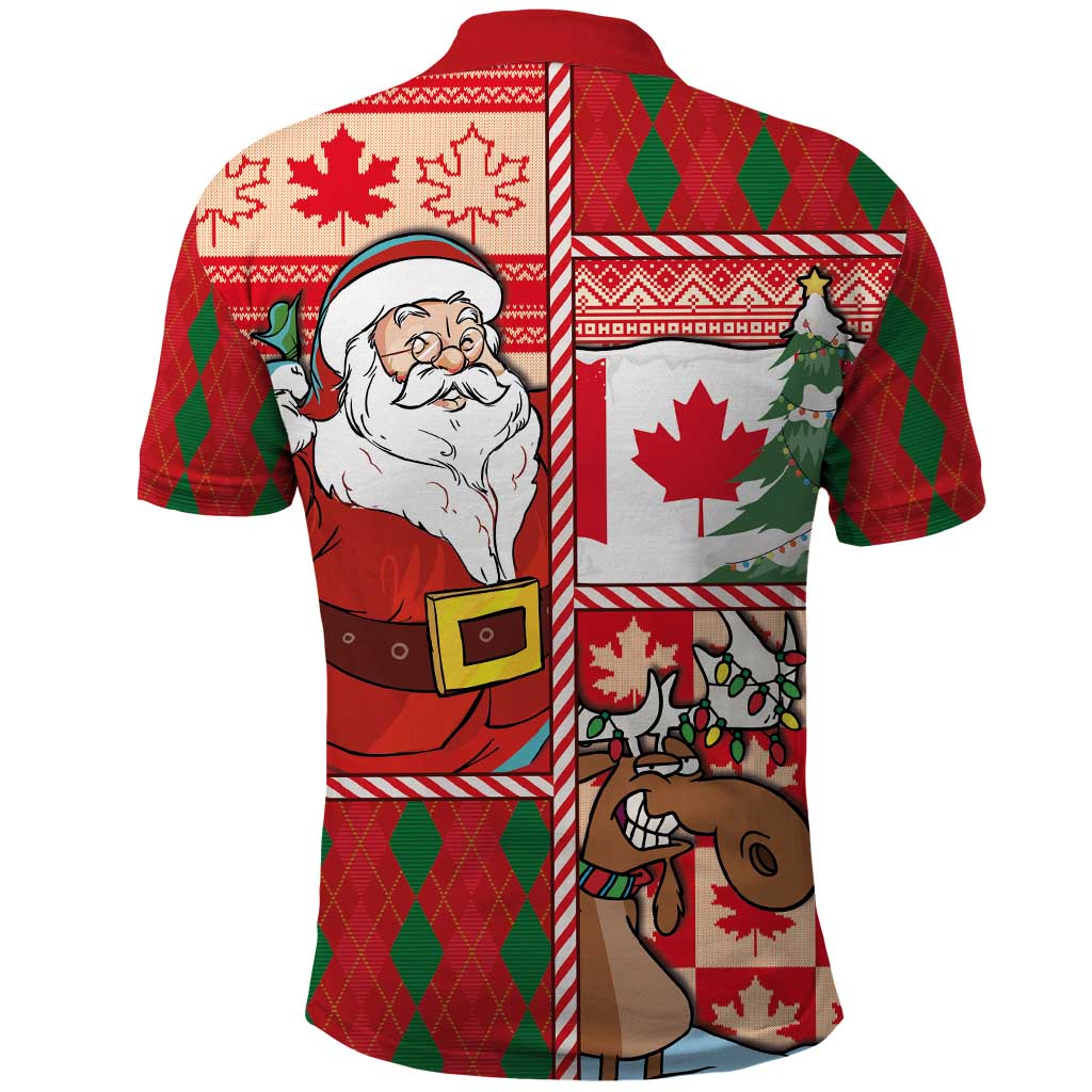 Canadian Christmas Polo Shirt A Merry Xmas Santa and Funny Moose - Wonder Print Shop
