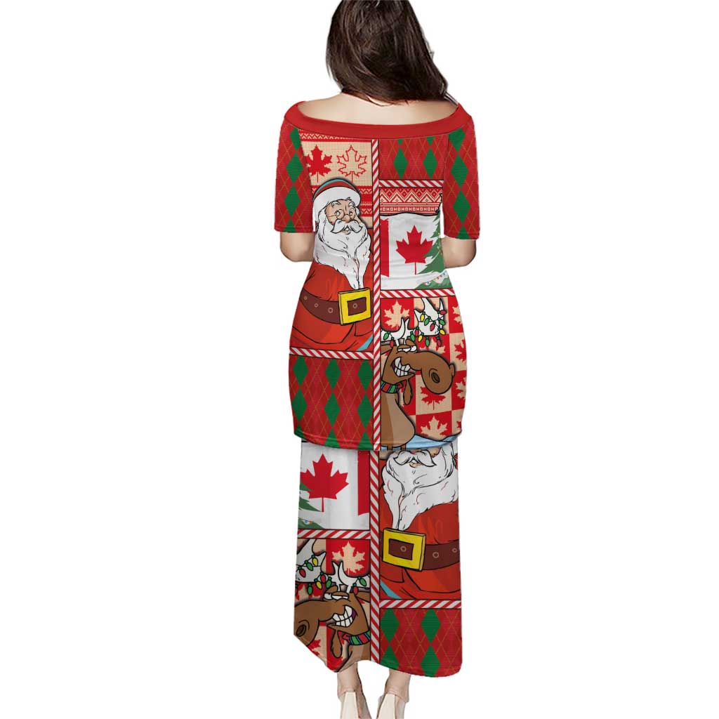 Canadian Christmas Puletasi A Merry Xmas Santa and Funny Moose - Wonder Print Shop