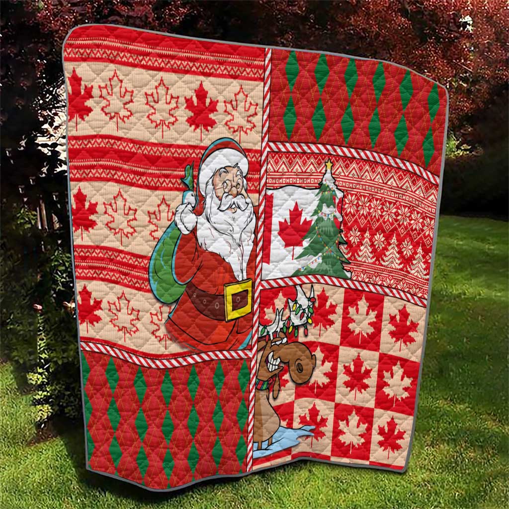 Canadian Christmas Quilt A Merry Xmas Santa and Funny Moose - Wonder Print Shop