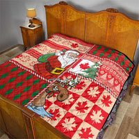 Canadian Christmas Quilt A Merry Xmas Santa and Funny Moose - Wonder Print Shop