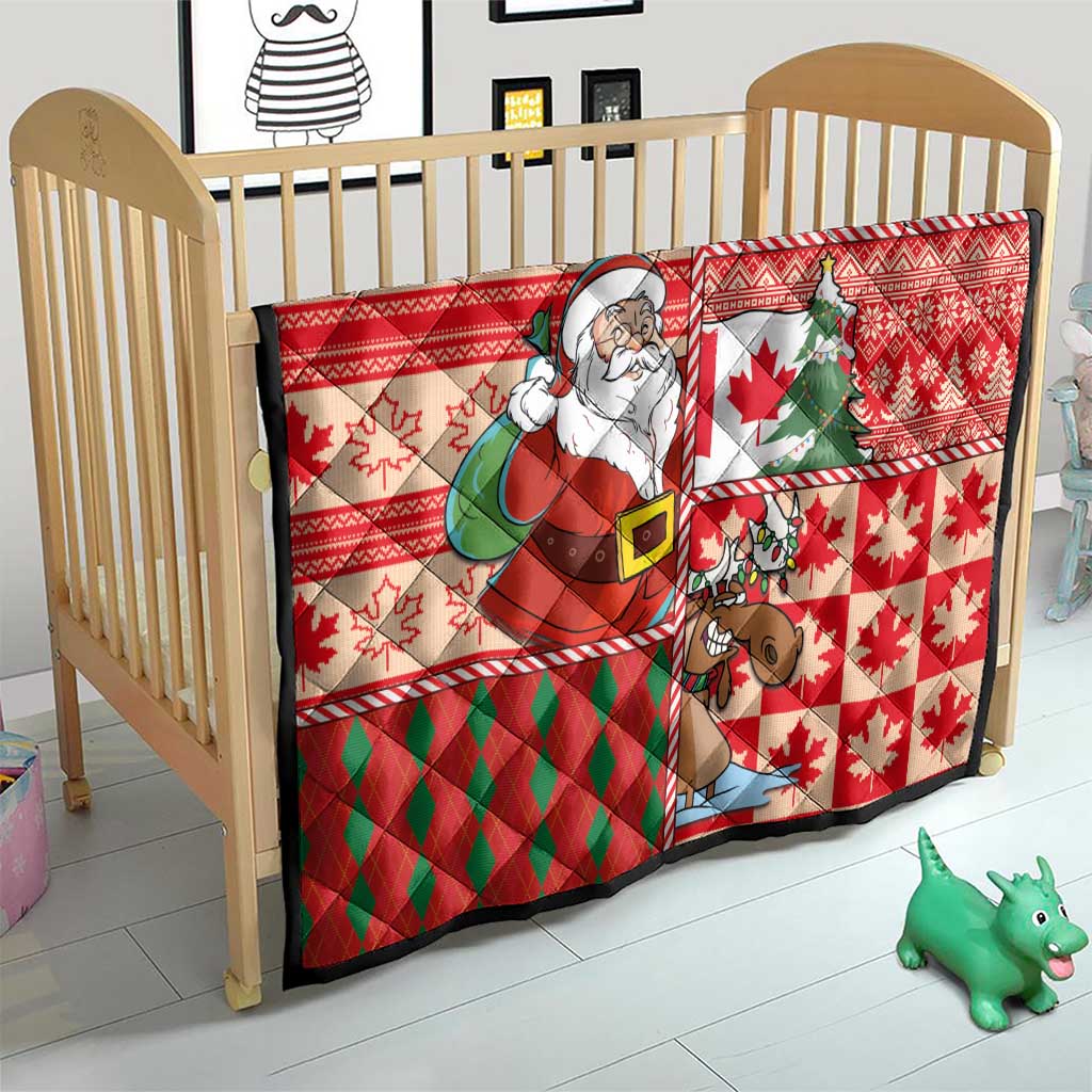 Canadian Christmas Quilt A Merry Xmas Santa and Funny Moose - Wonder Print Shop