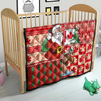 Canadian Christmas Quilt A Merry Xmas Santa and Funny Moose - Wonder Print Shop